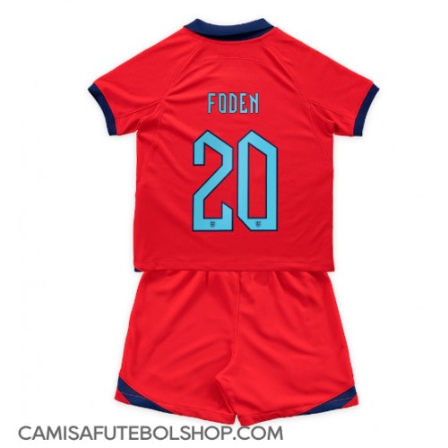 Camisa de time de futebol Inglaterra Phil Foden #20 Replicas 2º Equipamento Infantil Mundo 2022 Manga Curta (+ Calças curtas)